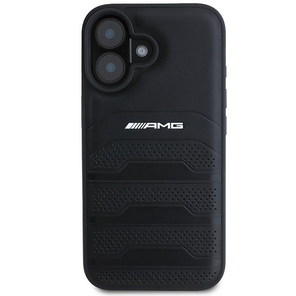 AMG AMHCP16SGSEBK iPhone 16 6.1" czarny/black hardcase Leather Debossed